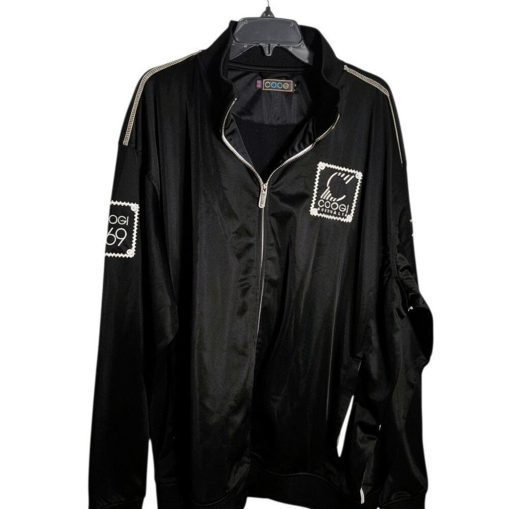 Vintage Coogi Mens Black Track Jacket Long Sleeves Size XXL
